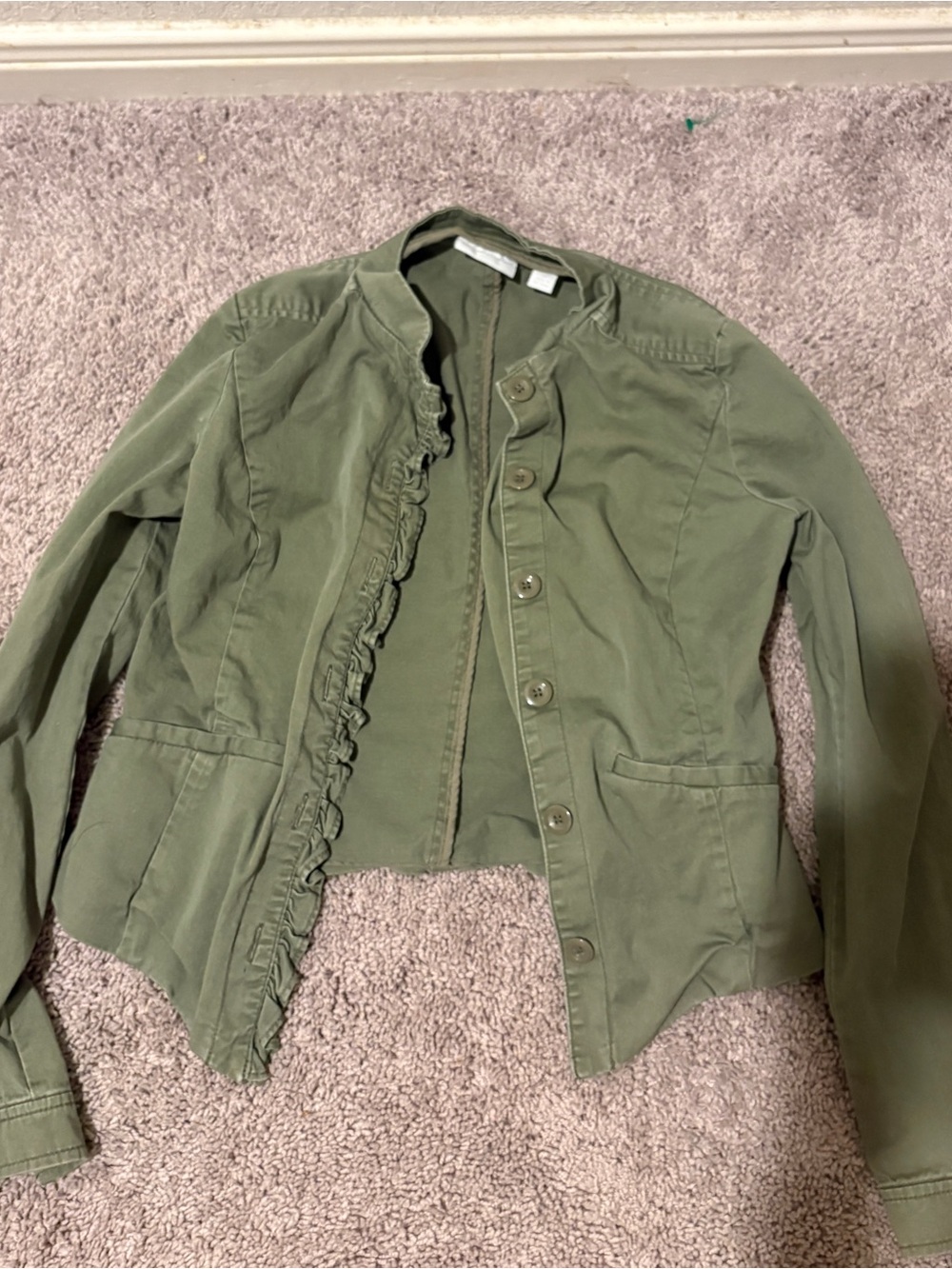 New York company vintage  Green Women's Ruffle-Trim Jacket